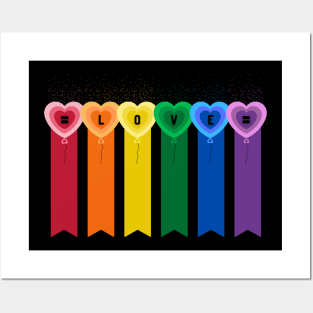Rainbow Love: Celebrate LGBTQ+ Pride with Heart-shaped Balloons Posters and Art